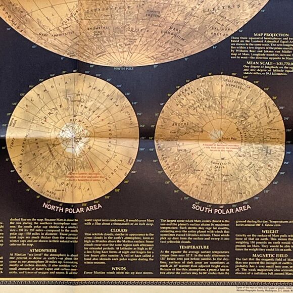 National Geographic Map Mars Red Planet Solar System Vintage February 1973 - Picture 9 of 12